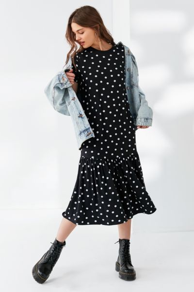 urban outfitters polka dot midi dress