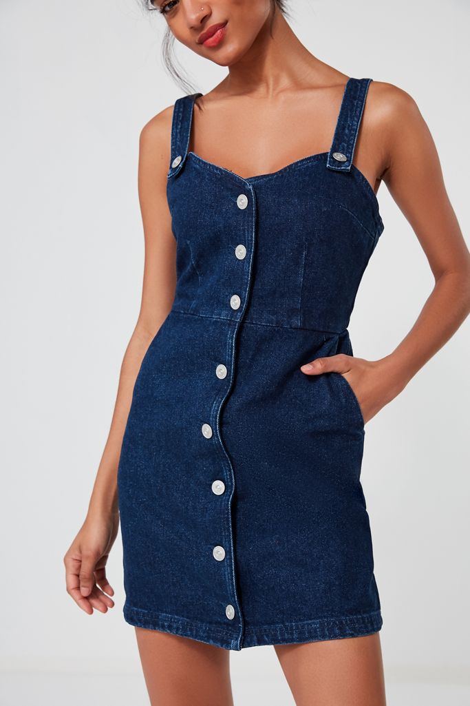 UO Amelia Denim ButtonDown Mini Dress Urban Outfitters