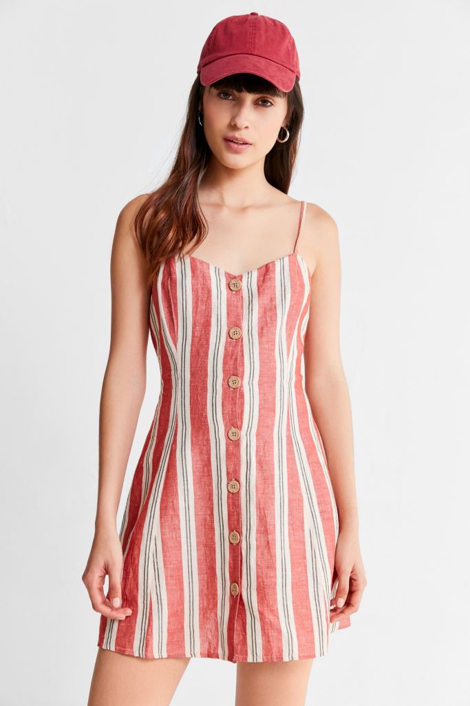 UO Button-Down Strappy Back Linen Dress | Urban Outfitters