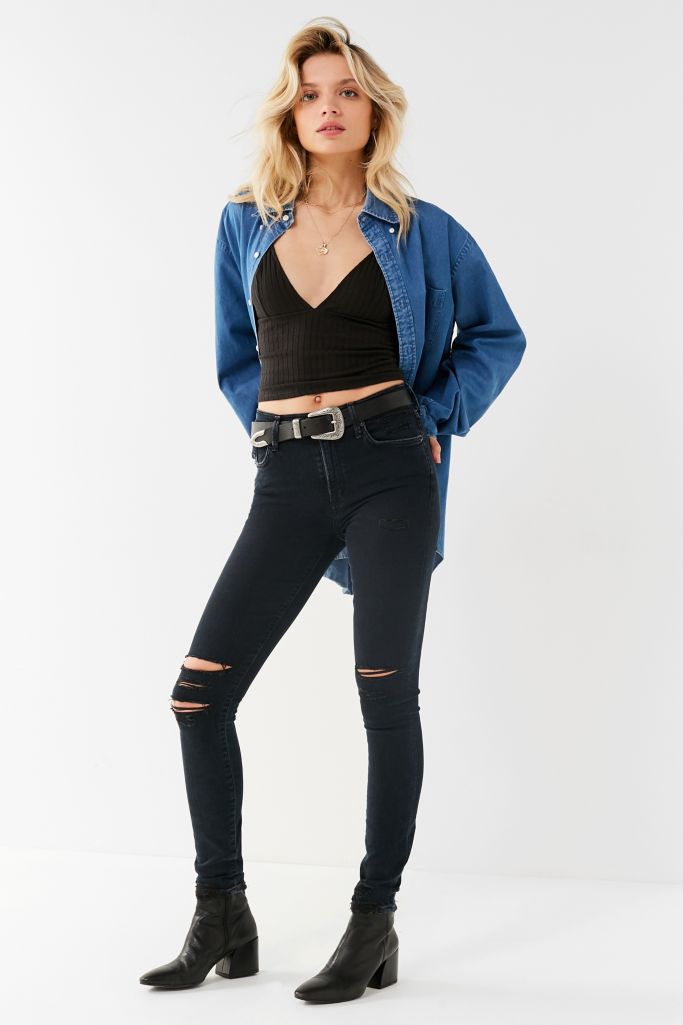 AGOLDE Sophie High-Rise Distressed Skinny Jean – Black | Urban Outfitters