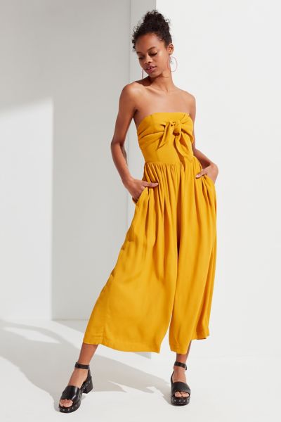 strapless tie front jumpsuit