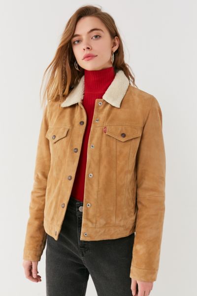 levi's trucker sherpa camel suede jacket