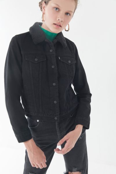 levi's sherpa trucker jacket womens black