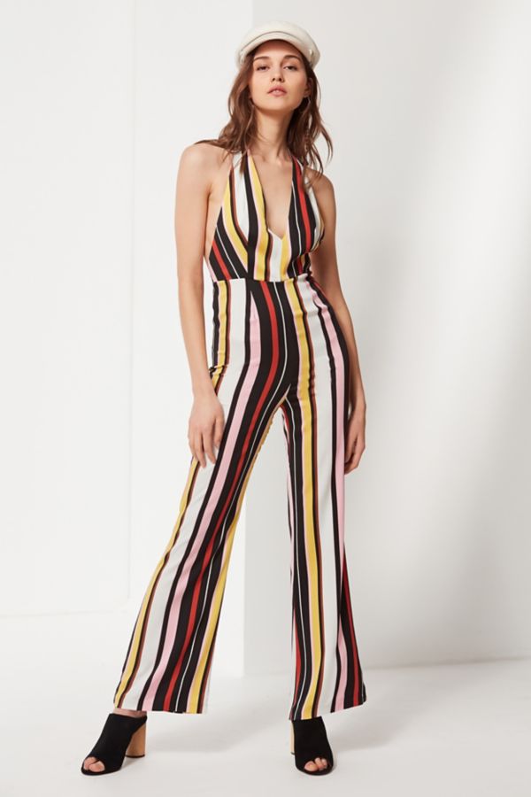 UO Shiloh Plunging Flare Jumpsuit | Urban Outfitters