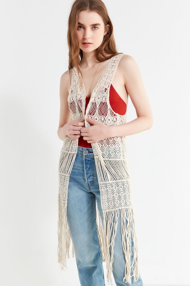 Crocheted Fringe Vest | Urban Outfitters