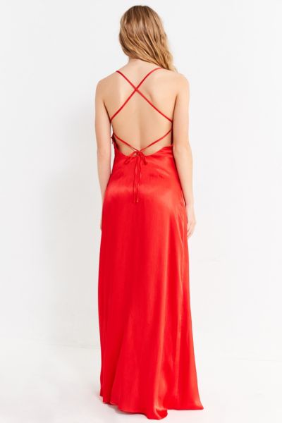 urban outfitters red satin dress