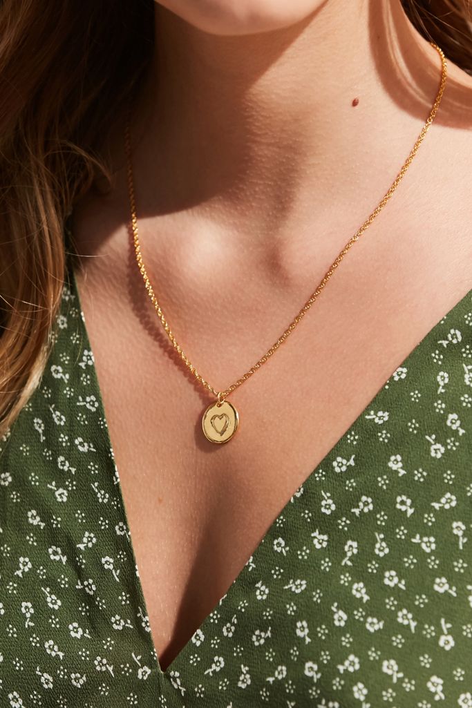 Etched Heart Pendant Necklace Urban Outfitters