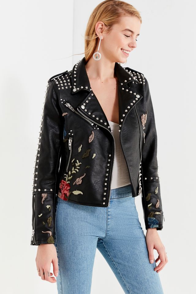 BLANKNYC Budding Romance Studded Moto Jacket | Urban Outfitters