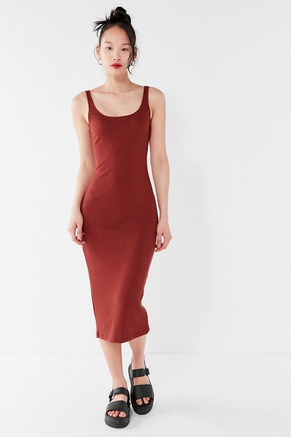 UO Bella Ribbed Knit Bodycon Midi Dress | Urban Outfitters