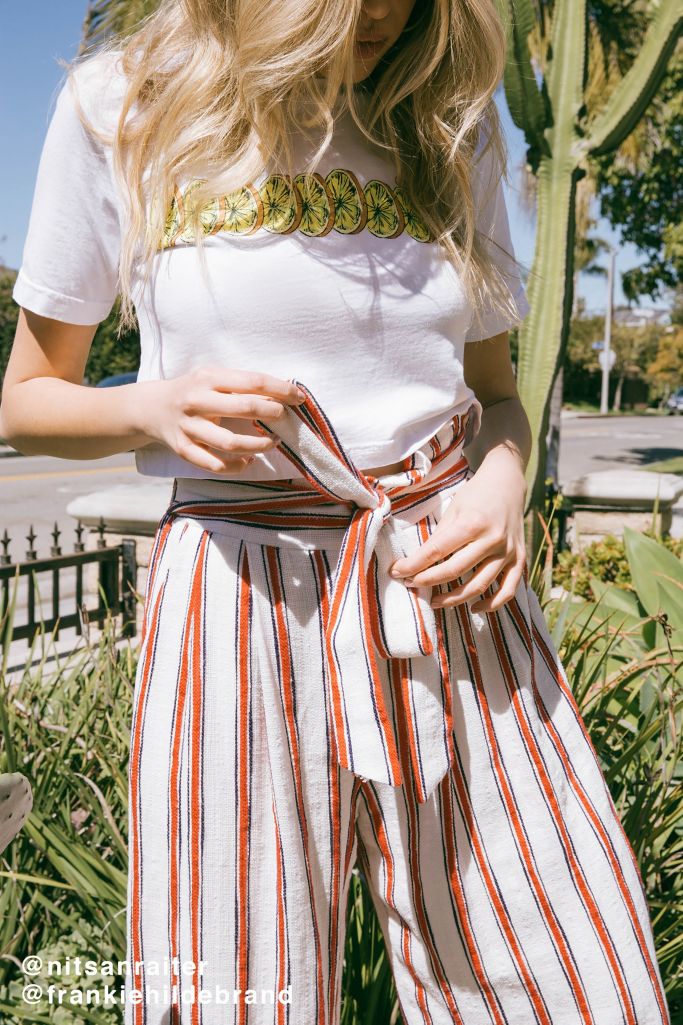 Uo Ava Striped Paperbag Pant Urban Outfitters