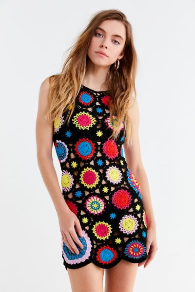 UO Crochet High-Neck Mini Dress | Urban Outfitters