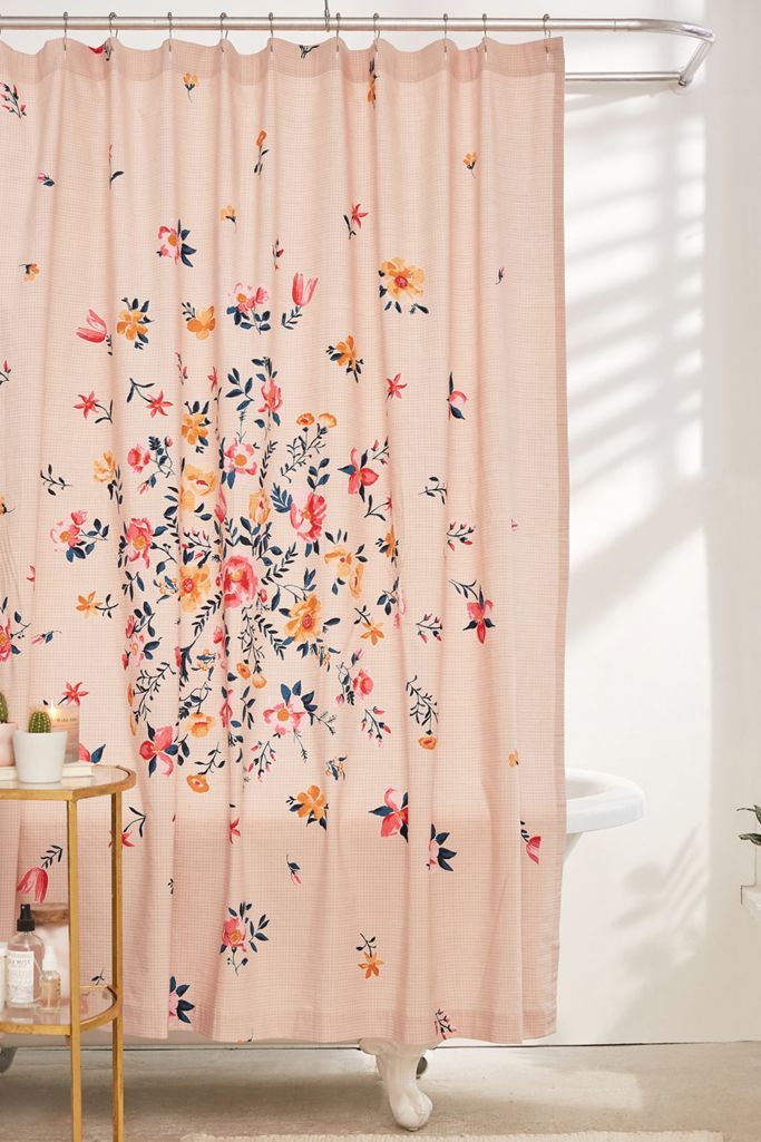 Bouquet Check Shower Curtain Urban Outfitters