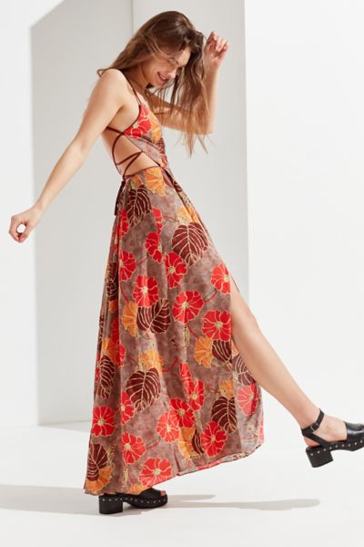 UO Gia Lace Up Maxi Dress Urban Outfitters Canada   45996907 029 B