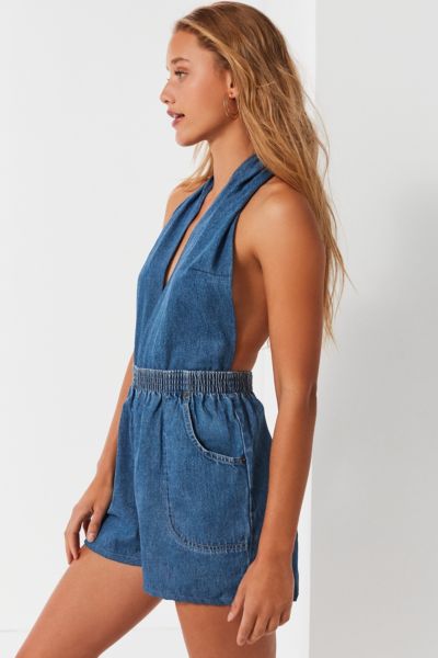 denim halter romper