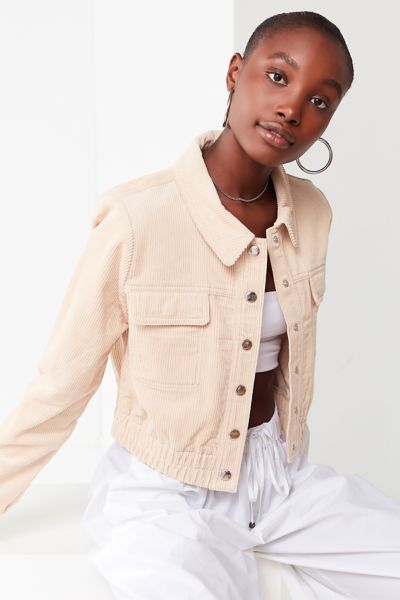 uo corduroy hooded cropped jacket