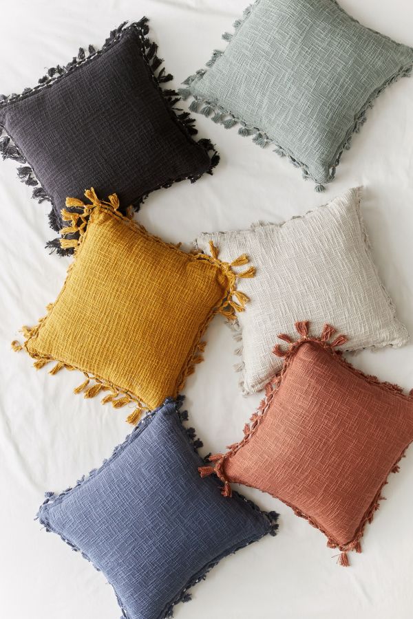 Gemma Fringe Throw Pillow Urban Outfitters