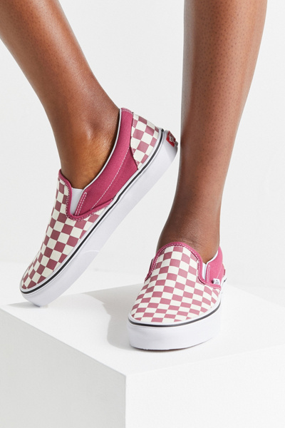 red and pink checkered vans
