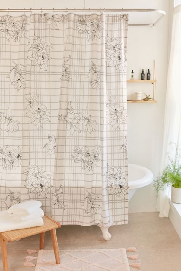 Magnolia Grid Shower Curtain Urban Outfitters