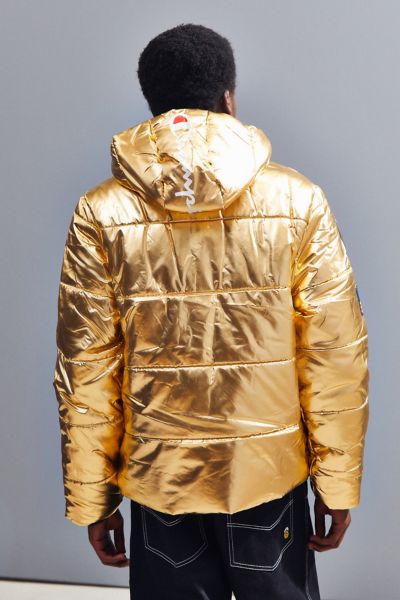 champion gold metallic puffer jacket