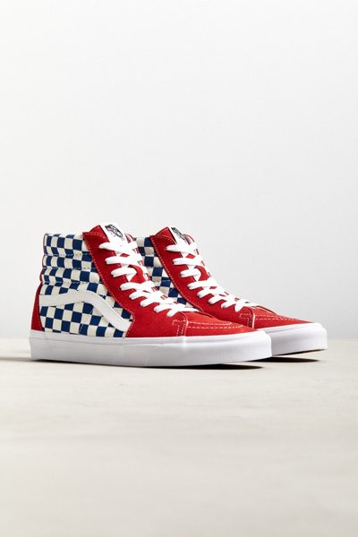 vans sk8 hi red checkerboard