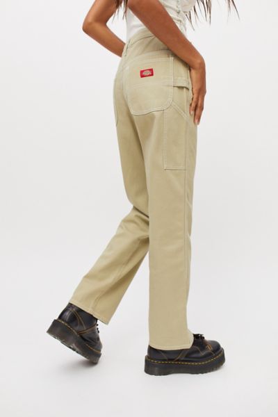 dickies black carpenter pants with white contrast stitching