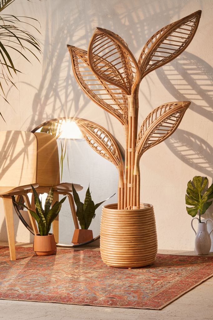 Elisa Rattan Potted Faux Plant Urban Outfitters