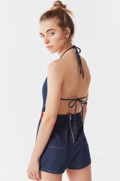 denim halter romper