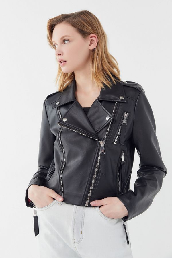 UO Faux Leather Cropped Moto Jacket | Urban Outfitters Canada