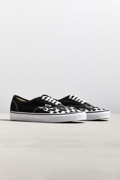 vans authentic checkerboard flame black & white skate shoes