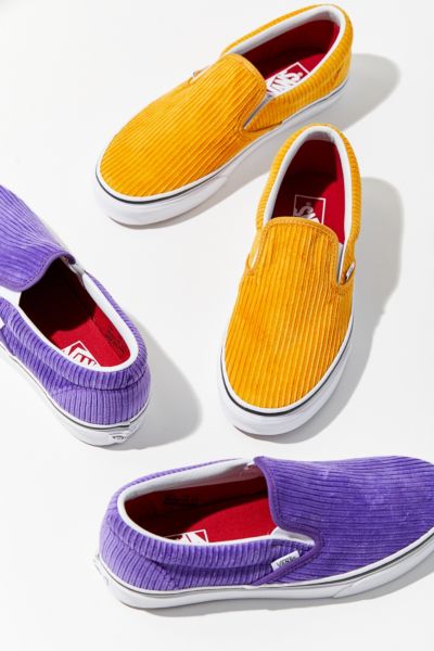 vans yellow corduroy classic slip on sneakers