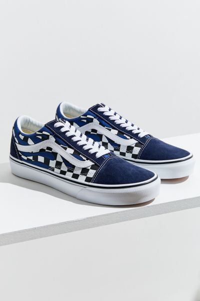 blue flame checkered vans