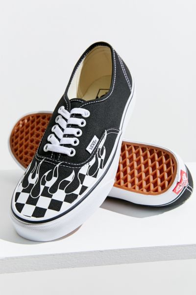 vans authentic black true white checkered flame