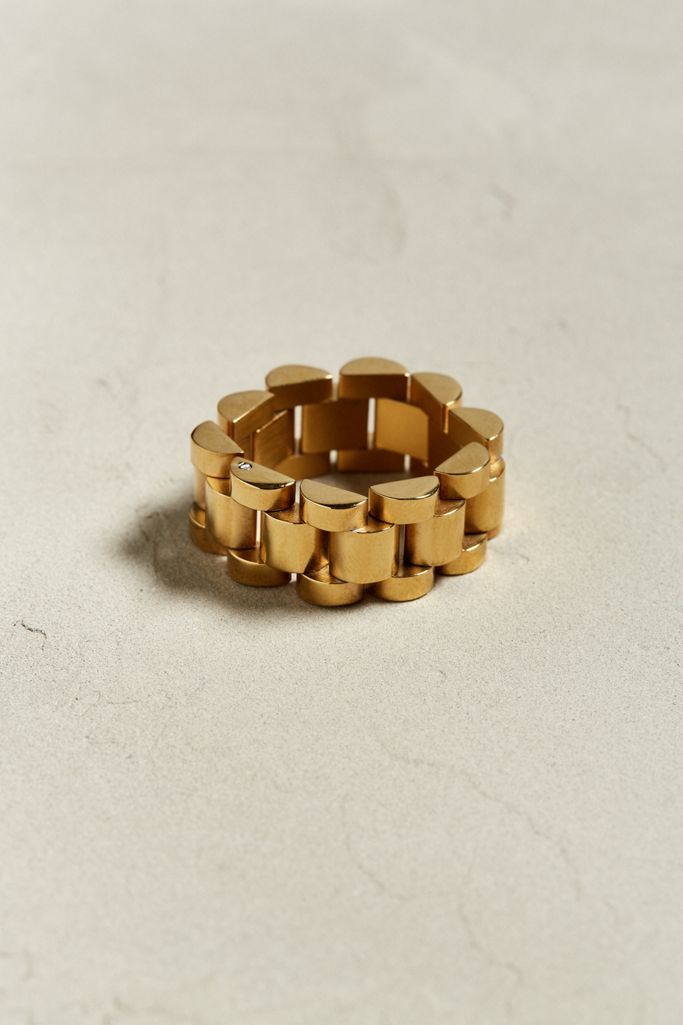 King Ice 14K Gold Link Ring Urban Outfitters