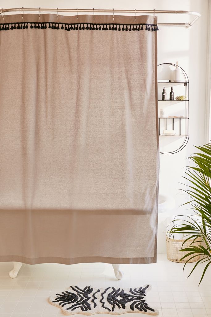 Washed Cotton Tassel Shower Curtain Urban Outfitters