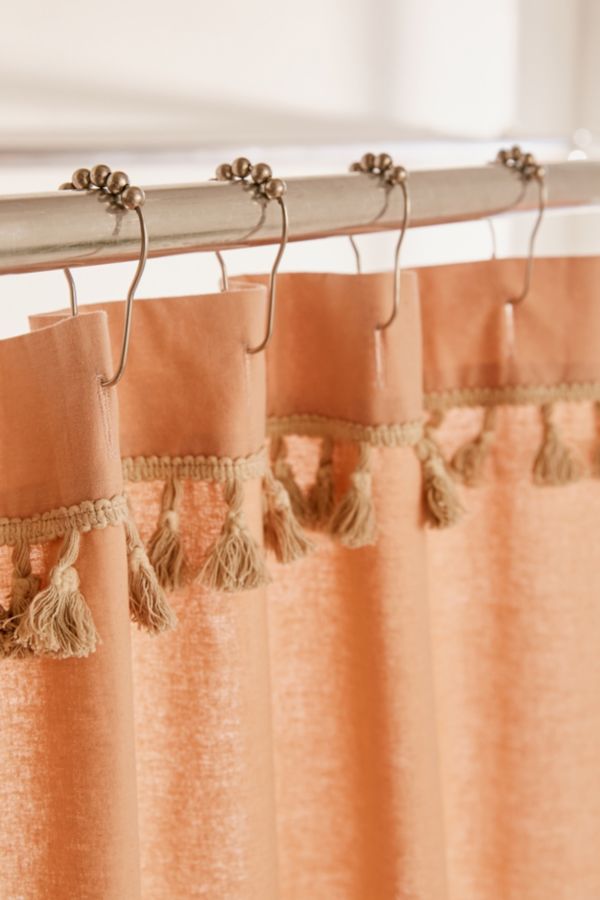 Washed Cotton Tassel Shower Curtain Urban Outfitters Canada
