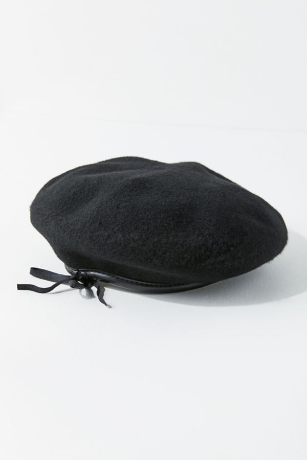 Leather Trim Military Beret | Urban Outfitters
