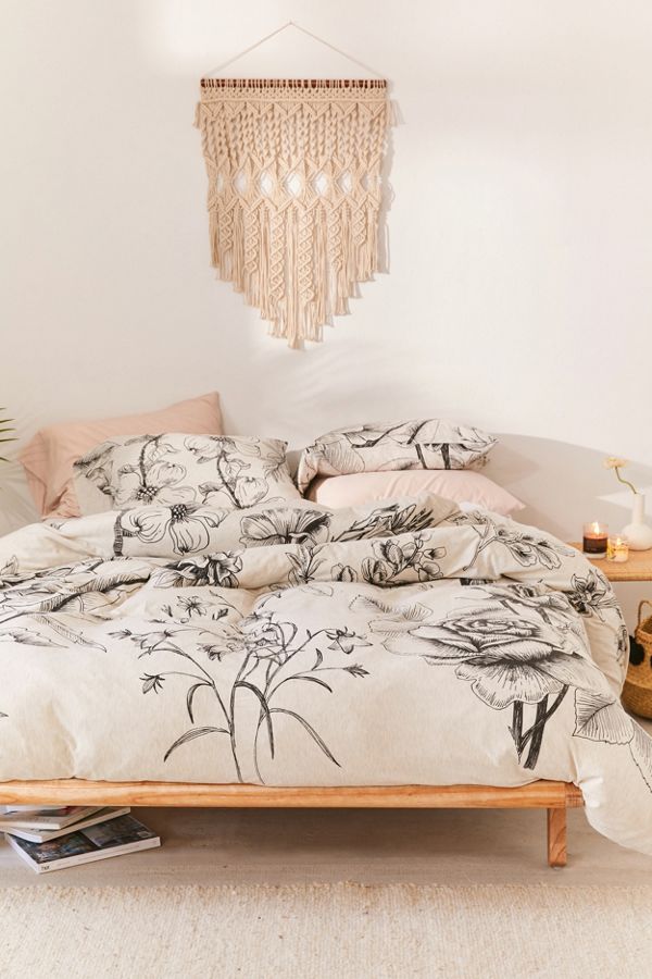 Makenna Etched Floral Jersey Duvet Cover Urban Outfitters Canada