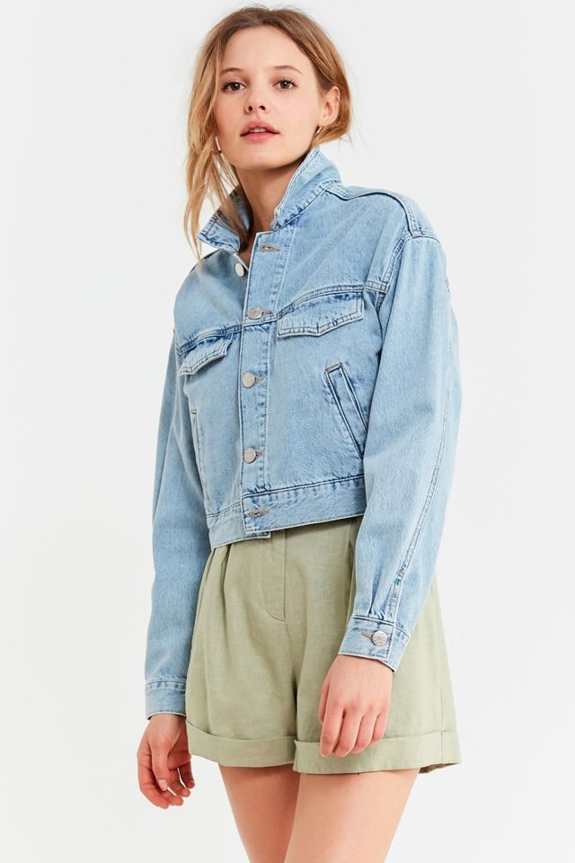 BDG Halle Cropped Denim Trucker Jacket Urban Outfitters