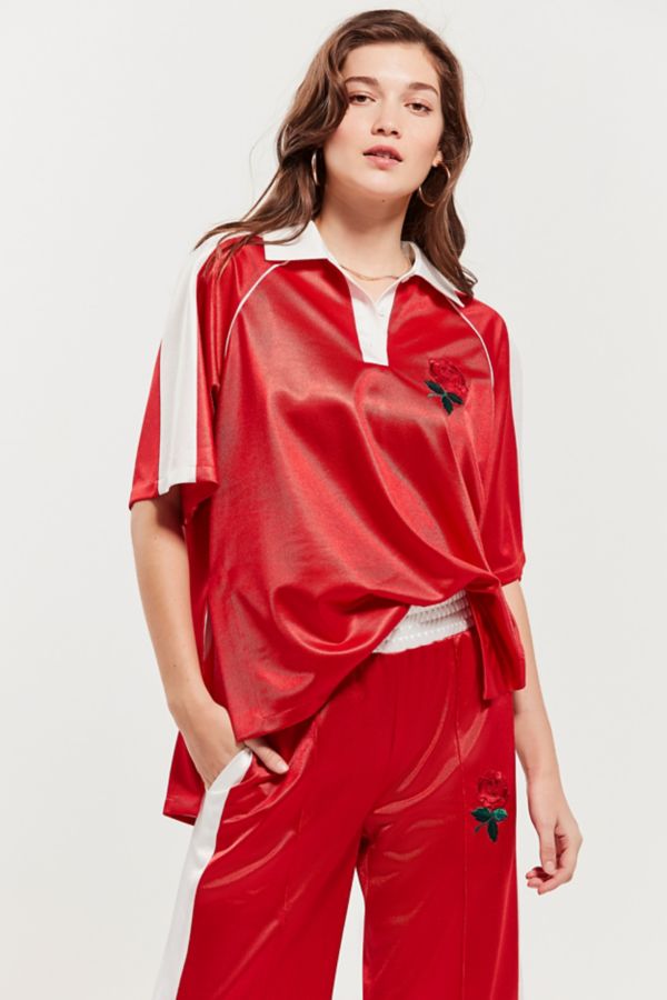 Eyeye Oversized Rose Polo Shirt Urban Outfitters