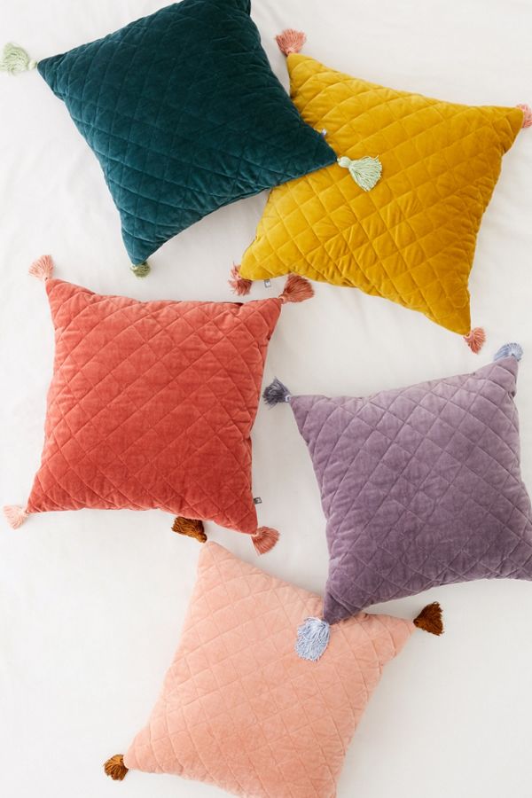 Quilted Velvet Tassel Throw Pillow Urban Outfitters Canada