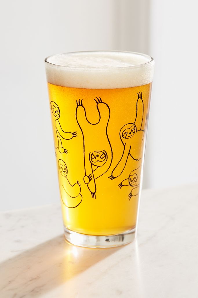 Sloth Pint Glass Urban Outfitters