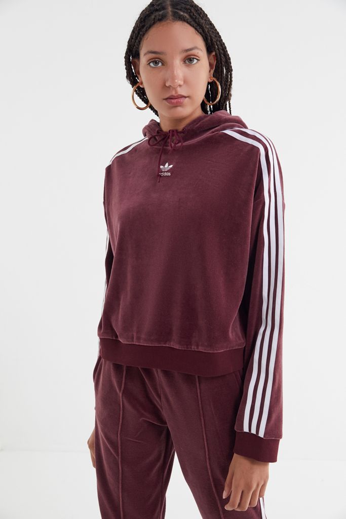 adidas Velvet Cropped Hoodie Sweatshirt | Urban Outfitters