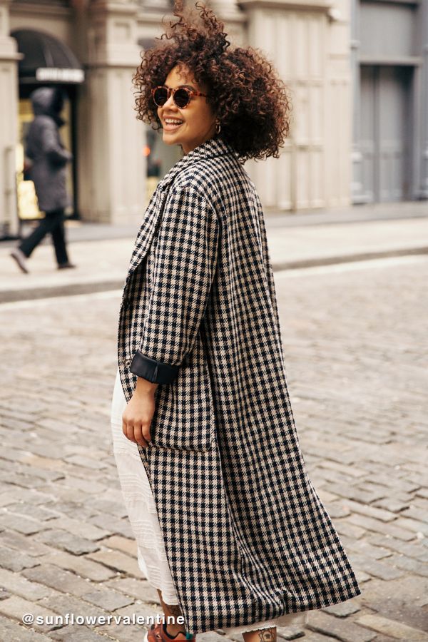 UO Checkered Longline Overcoat | Urban Outfitters