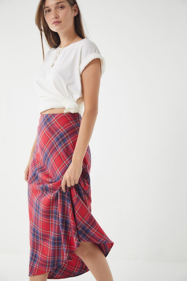 Uo Court Plaid Midi Skirt Urban Outfitters 