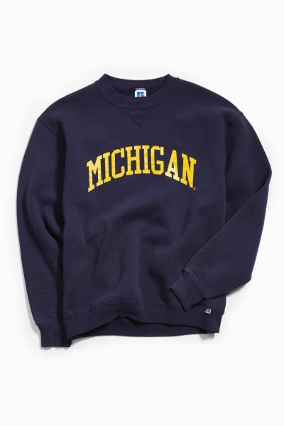 Vintage Michigan Dark Blue Crew Neck Sweatshirt | Urban Outfitters