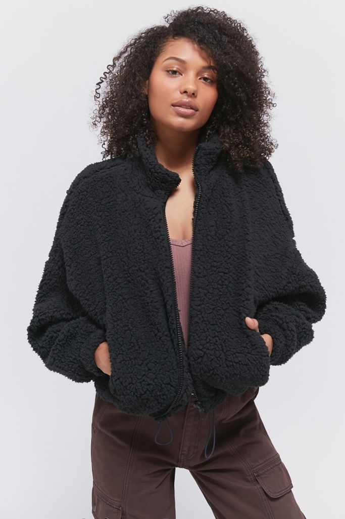 UO Willow Fuzzy Drawstring Teddy Jacket | Urban Outfitters Canada