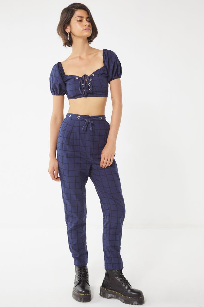 UO Rowen Plaid Grommet Pant Urban Outfitters Canada