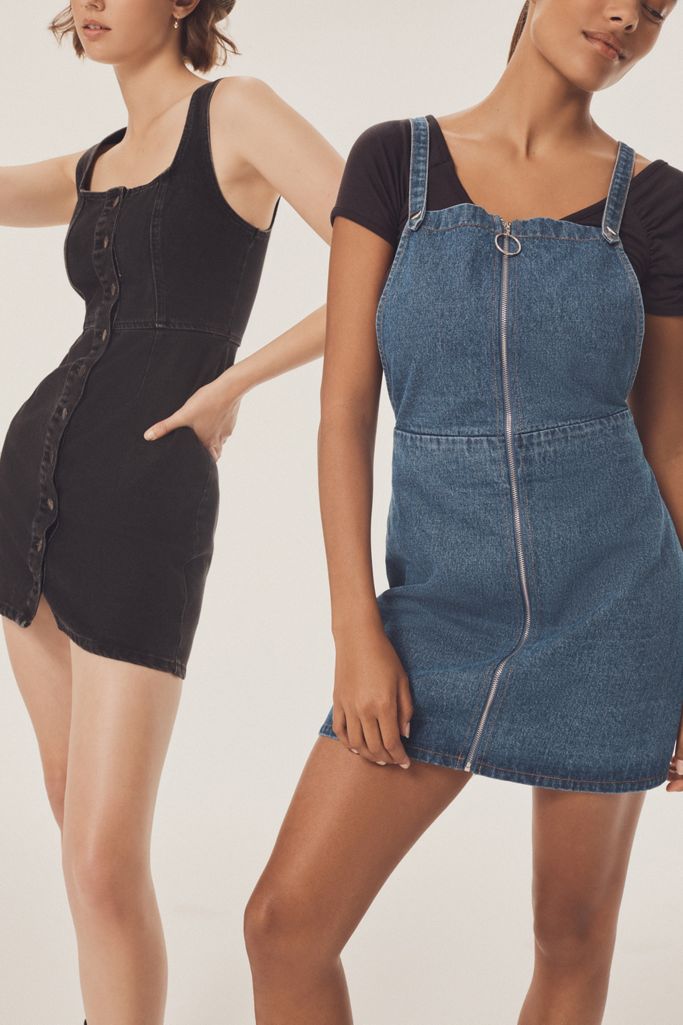 UO Denim Zipper CrossBack Dress Urban Outfitters Canada