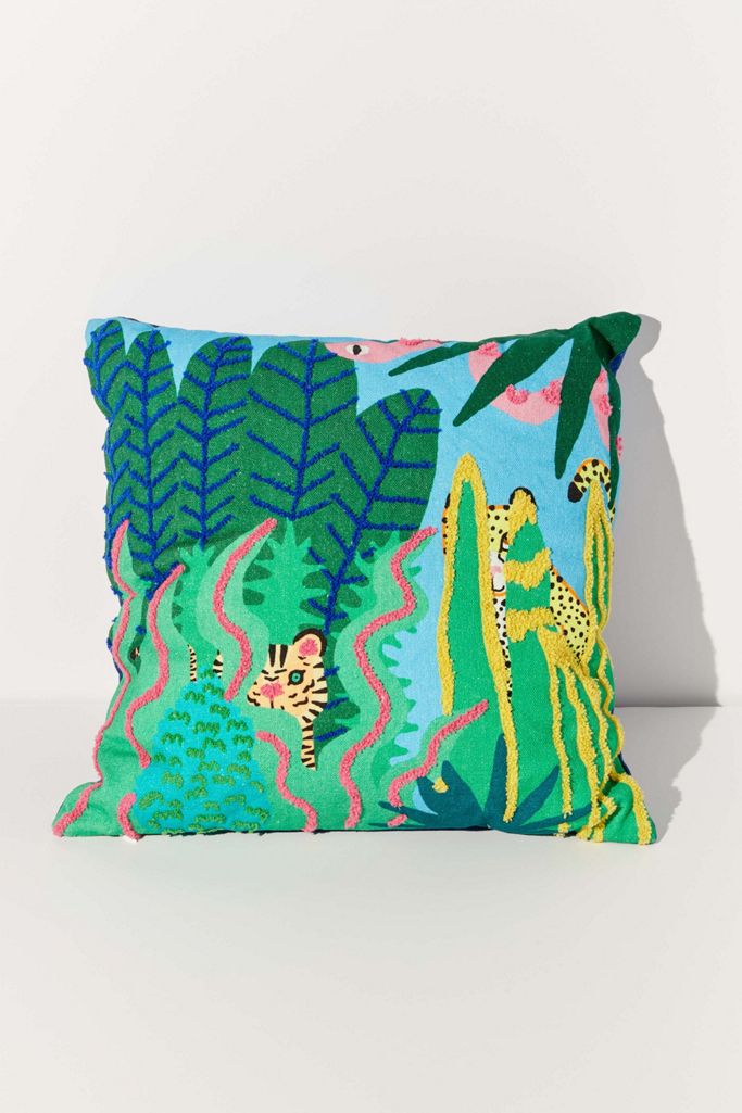 Jarmél By Jarmel UO Exclusive Wild Buddies Embroidered Throw Pillow