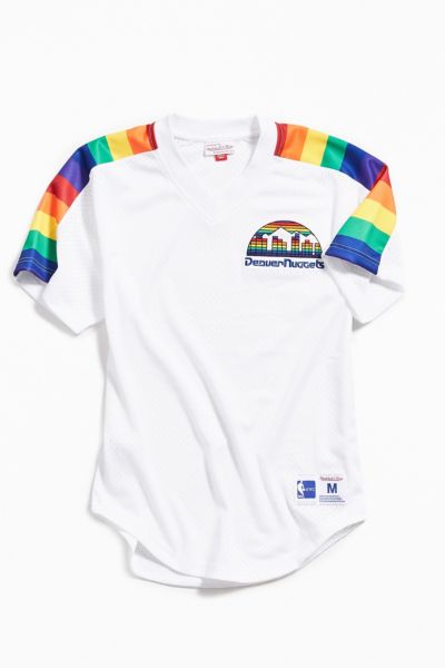 denver nuggets white rainbow jersey